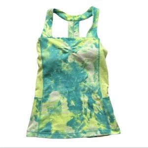 The North Face green tie dye workout tank performance yoga vaporwick